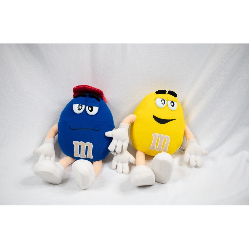 M&M Mars Plush Toy 2p Set Blue Yellow Excellent Stuffed Character Mascot
